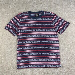 Loser Machine Pabst Blue Ribbon PBR Striped Pocket T-Shirt Mens Medium Navy Red